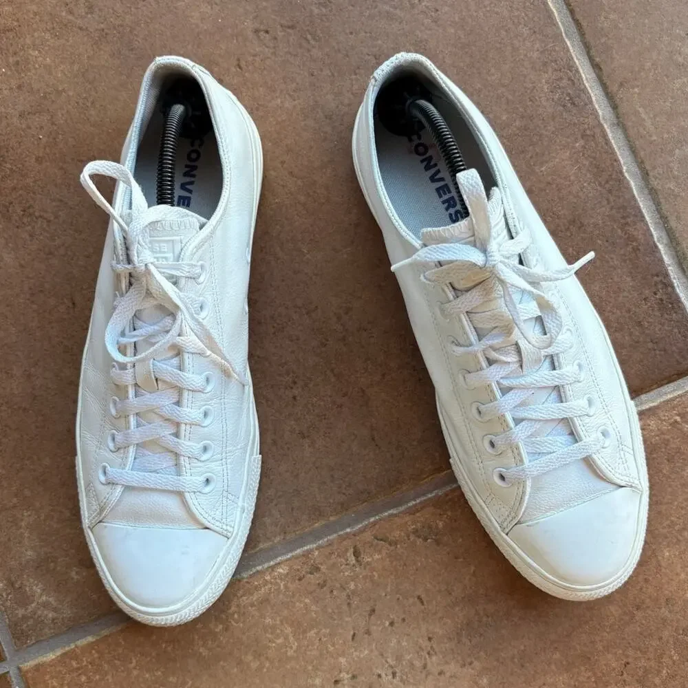 Converse White Leather All Stars Low Ox Unisex size 10M 12W Clean Classic